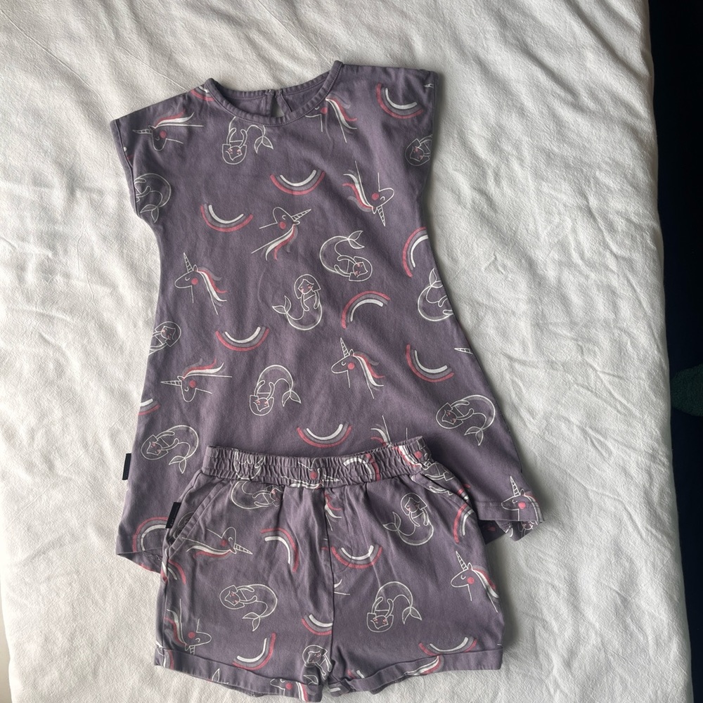Purple Toddler Girl 2 pcs set dress and shorts